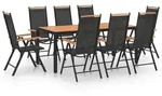 vidaXL 9-tlg. Garten-Essgruppe Aluminium Schwarz