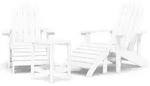 vidaXL Adirondack-Gartenst&uuml;hle mit Hocker & Tisch HDPE Wei&szlig;