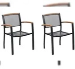 Merxx Tilos Stapelsessel Set 2tlg., 2 Stapelsessel, Aluminium/Akazienholz, Graphit