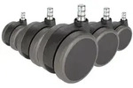 hjh OFFICE 5x ROLO No-Noise 11mm/75mm | Hartb&ouml;den - Stuhlrollen Schwarz
