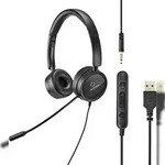 Renkforce RF-HS-360 2-in-1-Headset mit 3,5 mm-Stecker & USB-Inline-Steuerung