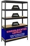 PROREGAL Schwerlastregal Rivet HxBxT 180x120x45cm Fachlast 250kg, Innovatives