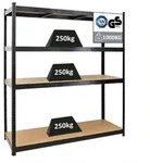 PROREGAL Schwerlastregal TAURUS XL | HxBxT 180x160x60cm | Fachlast 250kg |...