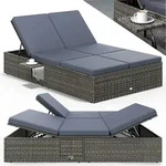 CASARIA&reg; Sonnenliege 2 Personen Klapptisch Grau Anthrazit