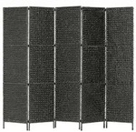 vidaXL 5-teiliger Paravent Schwarz 193&times;160 cm Wasserhyazinthe
