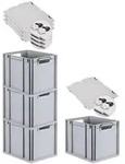 PROREGAL SuperSparSet 4x Eurobox NextGen Economy mit Scharnierdeckel & schwarzen