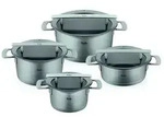 Fissler - Phi Collection - Set 4-teilig (Topf mit Glasdeckel 16 + 20 + 24 cm,