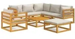 vidaXL 8-tlg. Garten-Lounge-Set mit Hellgrauen Kissen Massivholz