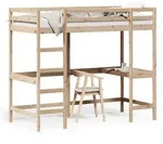 vidaXL Hochbett mit Schreibtisch 100x200 cm Massivholz Kiefer