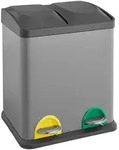 SVITA TC2X15 M&uuml;lleimer 30L 2x15 Treteimer Papierkorb M&uuml;lltrennung Stahl Grau