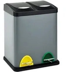 SVITA TC2X8 16 Liter Abfalleimer M&uuml;lleimer M&uuml;lltrennung Edelstahl 2x8L Grau
