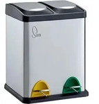 SVITA TC2X8 16 Liter Abfalleimer M&uuml;lleimer M&uuml;lltrennung Edelstahl 2x8L Silber