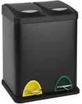 SVITA TC2X8 16 Liter Abfalleimer M&uuml;lleimer M&uuml;lltrennung Edelstahl 2x8L Schwarz