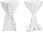 TexDeko Stehtischhusse Premium Wei&szlig; &Oslash; 60cm mit Schleifenband