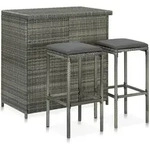 vidaXL 3-tlg. Bar Set Poly Rattan Grau