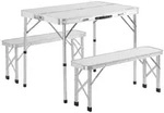 CASARIA&reg; Campingtisch Klappbar mit B&auml;nken H&ouml;henverstellbar 90x60cm Alu Klapptisch