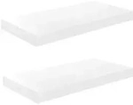 vidaXL Schweberegale 2 Stk. Hochglanz-Wei&szlig; 50x23x3,8 cm MDF