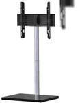 Ebuy24 Nalano Fernsehtisch mit Glasfuss Silberfarbig, Schwarzglas.