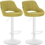 CLP 2er Set Barhocker Milet Stoff Stoff HBT: 85x47x48 cm Metall matt weiss gr&uuml;n