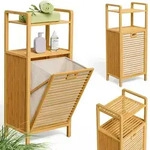 CASARIA&reg; Badregal mit W&auml;schekorb 40 L Bambus mit Ablage 96x40x30cm