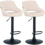 CLP 2er Set Barhocker Milet Stoff Stoff HBT: 85x47x48 cm Metall matt schwarz creme
