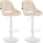 CLP 2er Set Barhocker Milet Samt Samt HBT: 85x47x48 cm Metall matt weiss creme