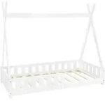 ML-Design Kinderbett Tipi 80 &times; 160 cm Wei&szlig; mit Rausfallschutz & Lattenrost &ndash;
