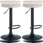 CLP 2er Set Barhocker Ponte Samt creme/Metall matt schwarz