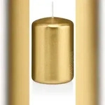 Stumpenkerzen Gold 80 x 60 mm, 4 St&uuml;ck, Wiedemann Kerzen