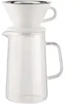 alessi slow coffee karaffe aus transparentem glas und wei&szlig;em porzellanfilter, h&ouml;he