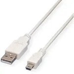 VALUE USB 2.0 Kabel, Typ A - 5-Pin Mini, wei&szlig;, 0,8 m