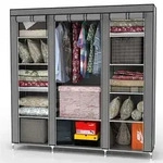 Intirilife Faltschrank 150x175x45 cm in ASCH GRAU - mit Rei&szlig;verschluss Stoffschrank