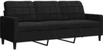 vidaXL 3-Sitzer-Sofa Schwarz 180 cm Samt