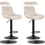 CLP 2er Set Barhocker Lentini Samt creme/schwarz