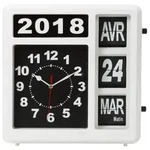 Perel Wanduhr mit Klappkalender, rechteckig, analog, 31 x 31 cm, Franz&ouml;sisches