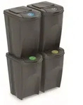 Set mit 4 140L Prosperplast Sortibox Kunststoff-Recyclingbeh&auml;ltern in Grau