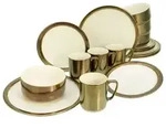 CreaTable Modern Industrial Weiss-gold Kombiservice 16-tlg Steinzeug