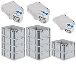 PROREGAL 10x Eurobox NextGen Grip mit Scharnierdeckel & blauen Verschl&uuml;ssen | HxBxT