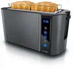 Arendo Langschlitz Toaster mit 2 R&ouml;stkammern und Br&ouml;tchenaufsatz,...