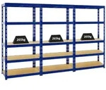 PROREGAL 3x Schwerlastregal Tiger | HxBxT 180x90x45 cm | Fachlast 265kg | Blau 