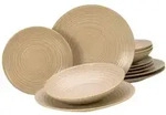 CreaTable Lava Stone Sand Tellerset 12-tlg Steinzeug