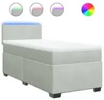 vidaXL Boxspringbett mit Matratze Hellgrau 100x200 cm Samt