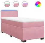 vidaXL Boxspringbett mit Matratze Rosa 100x200 cm Samt
