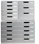Exacompta 322041D 1x Schubladenbox MODULO A3, 5 geschlossene Laden - Steingrau