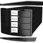 HAN Schubladenbox IMPULS 1012-13 DIN A4/C4 4F&auml;cher geschl. sw