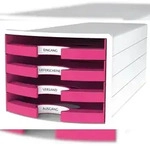 HAN Schubladenbox IMPULS Trend Colour, 4 offene Sch&uuml;be f. DIN A4/C4, 1011-X, pink