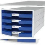 HAN Schubladenbox IMPULS 1013-14 DIN A4/C4 4F&auml;cher offen l.gr/bl