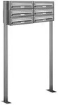 AL Briefkastensysteme 6 F&auml;cher Premium Edelstahl Stand Briefkasten Anlage f&uuml;r Post