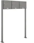 AL Briefkastensysteme 3 F&auml;cher Premium Stand Briefkasten Anlage in RAL 9007