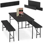 Relaxdays Bierzeltgarnitur klappbar, 3-tlg Bierbank Set mit gro&szlig;em Tisch, Garten,